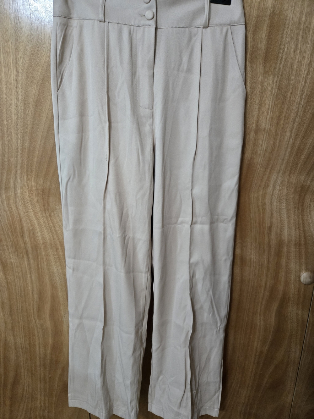 High-Rise Wide-Leg Cream Trousers
